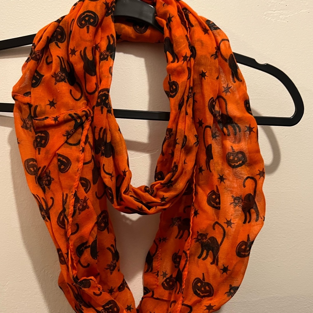 Halloween Women’s Infinity Wrap Cowl Scarves Trio Bundle Sugar Skull Pumpkin Bat - Picture 5 of 12